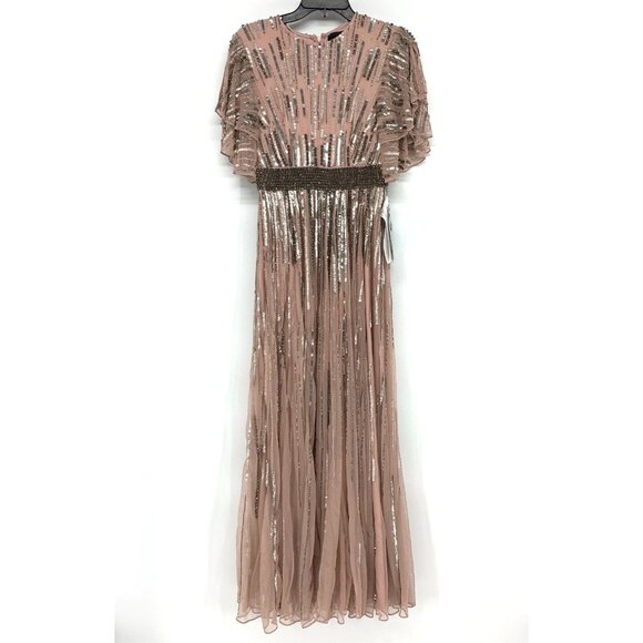 Mac Duggal Dress 93582 Embellished Full Length Layered Sleeve Gown - Picture 3 of 15